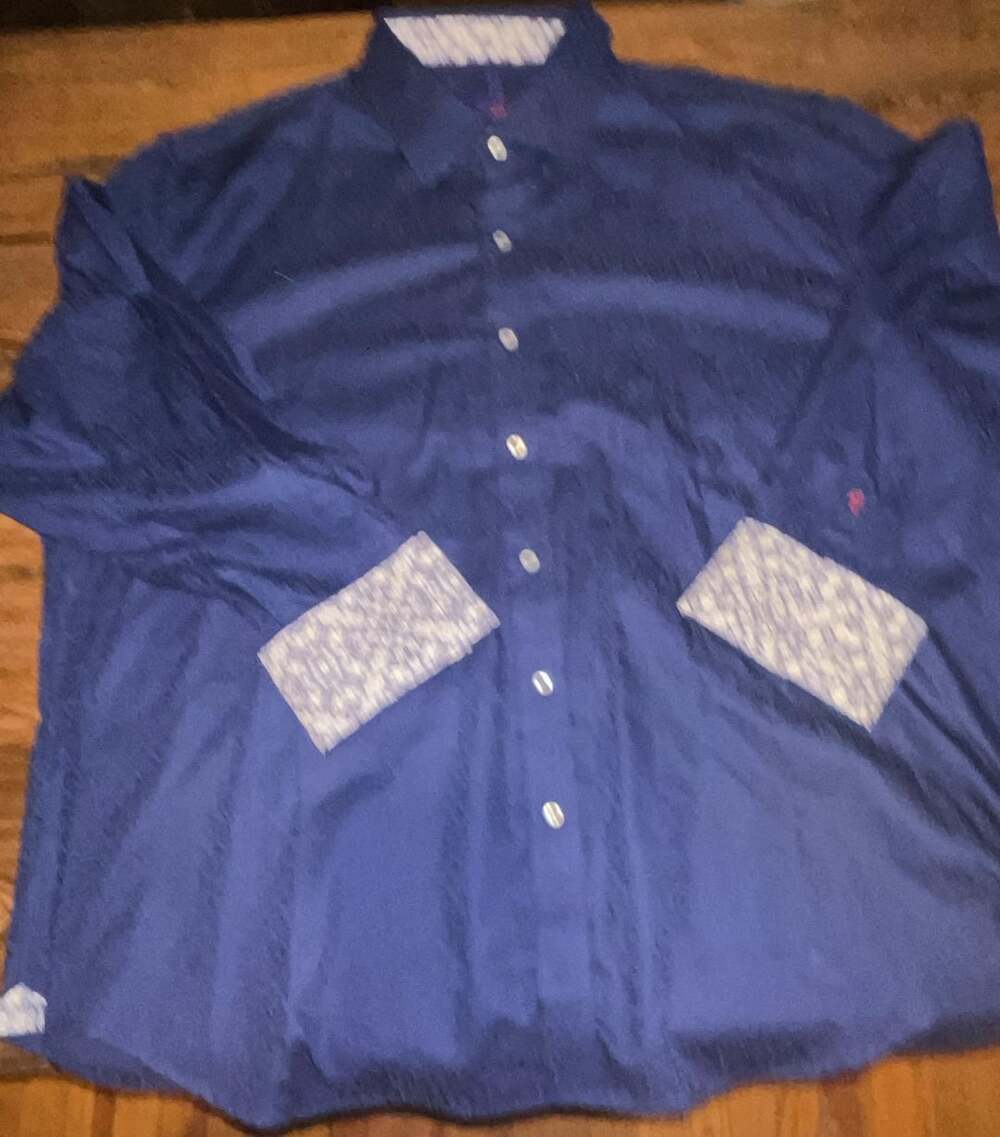 Robert Graham Button Front Shirt Blue Paisley Long Sleeve Flip Cuffs